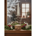 Kerzenhalter Stern aus Metall mit Holzsockel, 20 cm, Silber und Natur | Floristik24.at