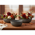 Runde Dekoschale aus Kunststoff geriffelt anthrazit Ø 15 cm 2er-Set | Floristik24.at