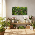 Künstliche Pflanzenwand 100 x 55 cm aus Kunststoff, Grün mit Bunten Akzenten für Innenräume | Floristik24.at