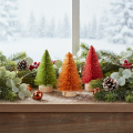 Miniatur Tannenbaum 12cm grün rot orange 6 Stück Holzsockel für Tischdeko | Floristik24.at