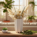 Keramikvase geriffelt 24 cm weiß für Trockenblumen | Floristik24.at