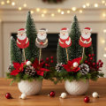 Deko-Stecker Weihnachtsmann aus Holz 31 cm Rot-Weiß-Grau für Gestecke und Topfpflanzen 12 Stück | Floristik24.at