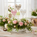 Herzstecker aus Holz Für Dich 31 cm Natur Rosa Weiß 12 Stück | Floristik24.at