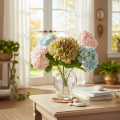 Künstliche Hortensie aus Textil und Kunststoff mit 46 cm Länge in Grün-Rosa | Floristik24.at