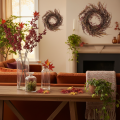 Künstlicher Herbstkranz mit Farnzweigen 35 cm Bordeauxrot | Floristik24.at