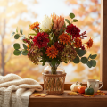 Künstliche Protea Leucadendron mit langem Stiel 65 cm, 3er-Set, Creme, Gelb, Orange | Floristik24.at