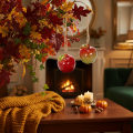 Herbstdeko Äpfel Keramik 5cm rot-grün zum Hängen 4er Set | Floristik24.at