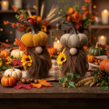 Herbstdeko Kürbiswichtel aus Stoff 16 cm, Orange-Braun, 2er-Set | Floristik24.at