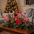 Deko-Schleife aus Holz auf Blumenstecker 32 cm, 12 Stück, Rot und Rosa | Floristik24.at