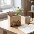 Holzkiste Stiftehalter Organizer Blumenmotiv Natur 14×8×12cm | Floristik24.at