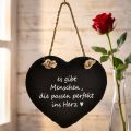 Schieferherz Hängedeko Schwarz mit Aufschrift 15,5 cm | Floristik24.at