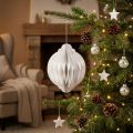 Weihnachtskugel Papier Weiß Ø15cm Höhe 20cm FSC | Floristik24.at