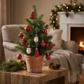 Mini-Weihnachtsdeko aus Glas, Figuren und Kugeln, Rot und Weiß, Ø3cm, 9-teilig | Floristik24.at