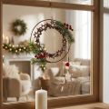 Dekoring aus Metall und Holz in Vintage-Optik, Ø19 cm, Rot/Natur/Weiß | Floristik24.at