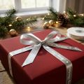 Polyester Weihnachtsband Merry Christmas 10mm x 20m Silber Weiß für Geschenkdekoration | Floristik24.at
