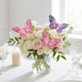 Deko-Schmetterlinge aus Federn mit Draht, 7×10 cm, Lila und Pink, 12 Stück | Floristik24.at