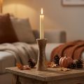 Stabkerzenhalter aus Holz, Natur, Ø 6 cm, Höhe 20 cm | Floristik24.at