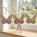 Schmetterling Dekohänger Holz und Leinen 11,5 x 9,5 cm Natur 6 Stück | Floristik24.at