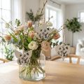 Dekoanhänger aus Holz Herz, Blume, Schmetterling 9cm Weiß Natur 3er-Set | Floristik24.at