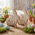Holzhase sitzend 24×24cm Natur Weiß mit Blumenmuster 2 Stück | Floristik24.at