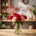 Blumenstecker aus Holz mit Herzmotiv und „Love“-Schriftzug, 8×7,5 cm, 12 Stück | Floristik24.at