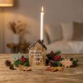 Rustikaler Kerzenhalter aus Holz in Hausform mit Rinde, 19 cm – Zuhause-Motiv | Floristik24.at