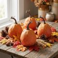 Dekokürbis aus Kunststoff Ø9cm Orange Gelb 4er-Set für Herbstdekoration | Floristik24.at