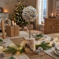 Holzdeko Baum Winterdeko Birkenholz Eicheln Zapfen Weiß 40cm | Floristik24.at