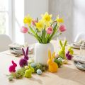 Miniaturhasen aus Kunststoff, beflockt, bunt sortiert, 6 cm, 12er Set | Floristik24.at