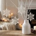 Schneeflocken aus Kunststoff Weiß mit Glitzer 10cm 12 Stück | Floristik24.at