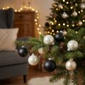 Weihnachtskugeln aus Glas in Schwarz, Silber und Perlmutt Ø 6 cm H 6,5 cm - 24 Stück | Floristik24.at
