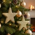 Weihnachtsstern Anhänger Gold Glitter 18,5 cm 4er-Set | Floristik24.at
