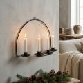 Wandkerzenhalter aus schwarzem Metall für Stabkerzen, 35×24 cm | Floristik24.at