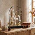 Trockenblumen-Ständer mit Metallbogen und Holzleiste, 34,5×25 cm, Schwarz und Natur | Floristik24.at