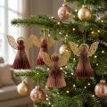 Papierengel Weihnachtsdekoration Weinrot Rosa H12cm 4er-Set | Floristik24.at