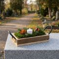 Holztablett mit Metallgriffen Natur Schwarz 25×12,5×5cm | Floristik24.at