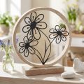 Holz-Metall Aufsteller mit schwarzen Blumen Ø17,5cm H19,5cm für Frühjahrsdekoration | Floristik24.at