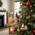Dekohänger Weihnachtsmann und Schneemann, Holz/Metall, H 13 cm, rot-weiß, 2 Stück | Floristik24.at