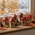Keramik-Häuschen mit rotem Dach Fenster und Herz – 6 cm – Idyllische Dekoration für Heim und Garten – 6St | Floristik24.at