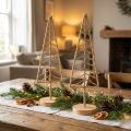 Tannenbaum Dekoaufsteller aus Metall und Holz, ca. 39 cm, Natur, 2-teilig | Floristik24.at