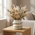 Deko-Übertopf Keramik Creme Graugrün 16×16cm für Trockengestecke | Floristik24.at