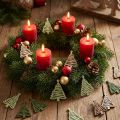 Streuteile Tannenbaum mit Stern Holz Grün/Natur 3x4,5cm 72 Stück | Floristik24.at