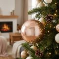 Weihnachtskugel aus Kunststoff Ø14 cm roségold bruchfest | Floristik24.at