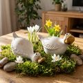 Keramik Enten Dekofigur Set 13 cm Weiß für Innenbereich | Floristik24.at