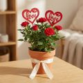 Blumenstecker Herz Holz Rot und Weiß 7cm Love 12 Stück | Floristik24.at
