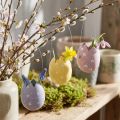 Ostern Deko-Eier Kunststoff Anhänger Lila Rosa Gelb Ø5cm H6,5cm 6 Stück | Floristik24.at