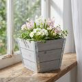 Blumenkasten Holz Übertopf Grau 19x19x15,5cm Shabby Chic | Floristik24.at