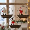 Weihnachtsanhänger aus Holz und Metall, Weihnachtsmann und Schneemann, Ø12cm, 3er-Set | Floristik24.at