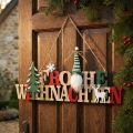 Holzschriftzug Frohe Weihnachten Türdeko 45x22 cm Natur Rot Grün | Floristik24.at