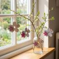 Wanddeko Holzblume mit Schmetterling 10×9 cm Weiß Rosa Natur 8 Stück | Floristik24.at